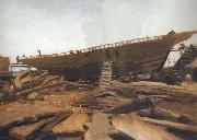 Winslow Homer Shipbuilding at Gloucester (mk44) Sweden oil painting artist